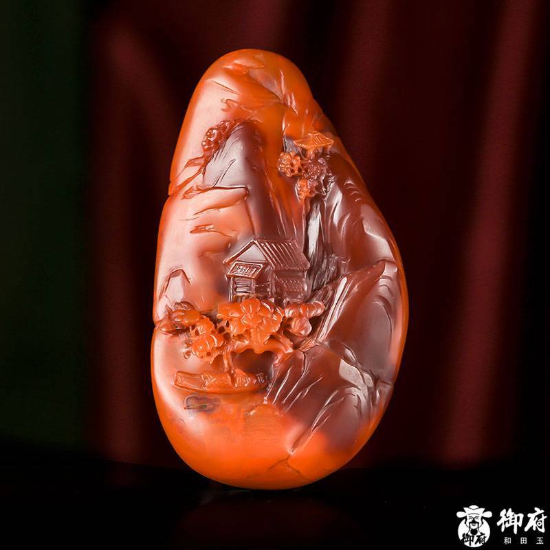 南红玛瑙把件 世外桃源 73.2克