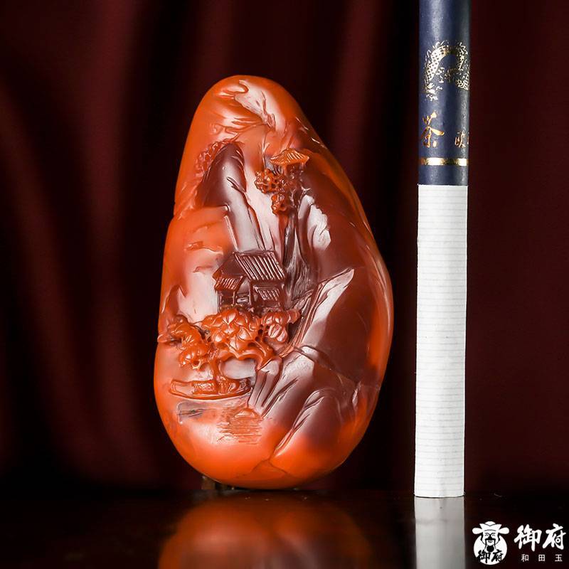 南红玛瑙把件 世外桃源 73.2克