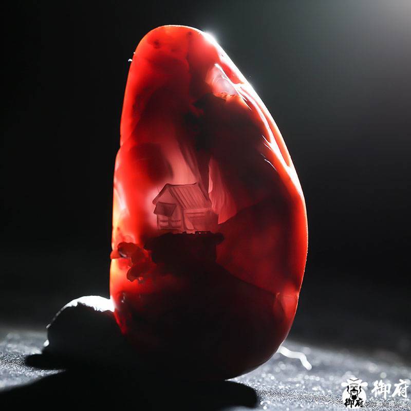 南红玛瑙把件 世外桃源 73.2克