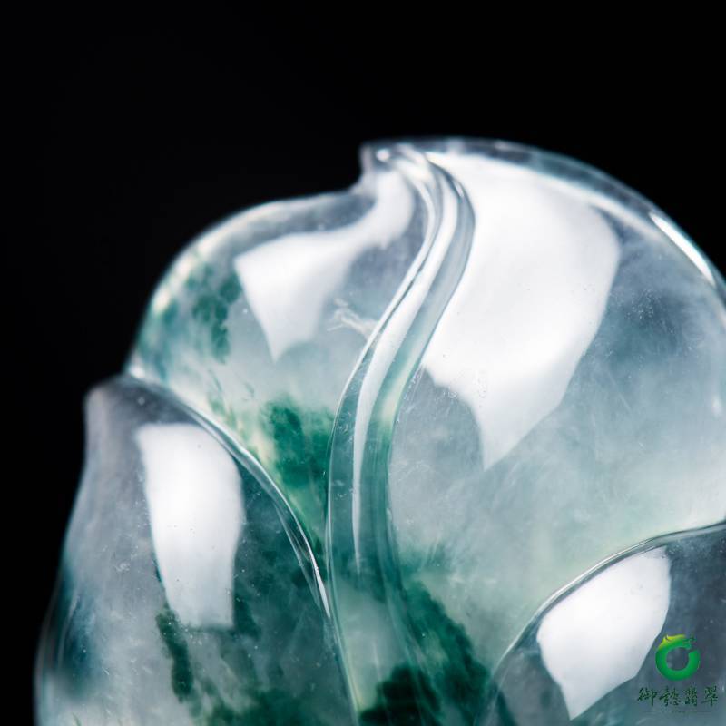 翡翠翡翠A货冰种飘花吊坠 大业有成 5.6克