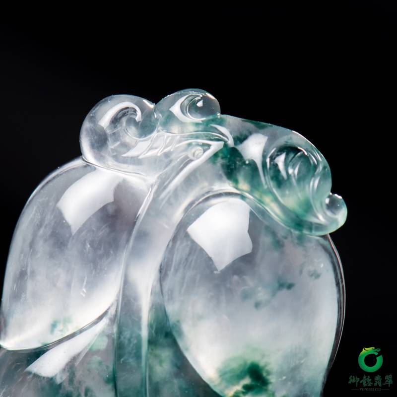 翡翠翡翠A货冰种飘花吊坠 大业有成 5.6克