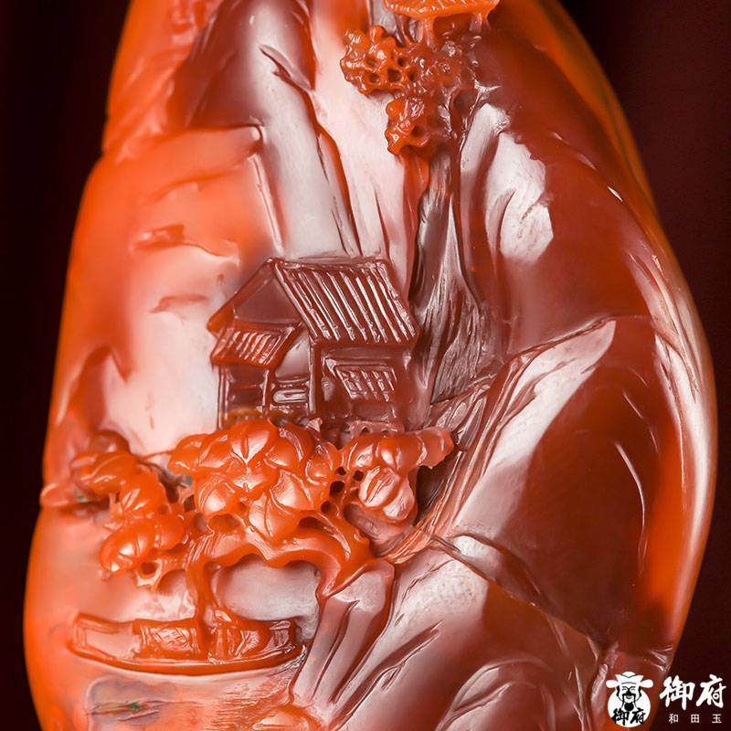 南红玛瑙把件 世外桃源 73.2克